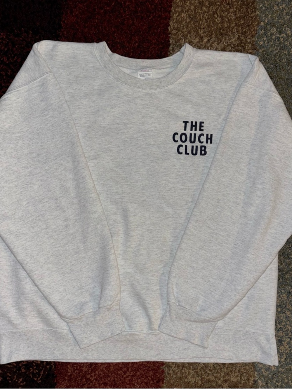The Couch Club Sweatshirt Large Gray Crewneck Graphic Streetwear Minimalist